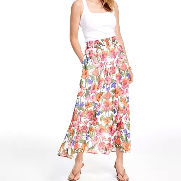 I.N.C. International Concepts Women's Floral Pull-On A-Line Maxi Skirt Large - Picture 2 of 11